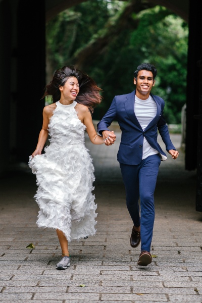 Wedding Couple Run Away